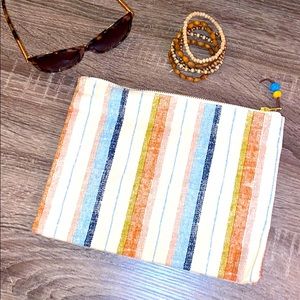 Multi striped makeup bag